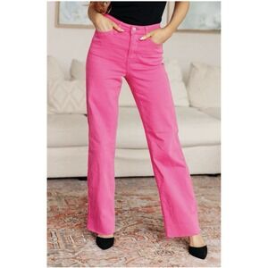 Judy Blue Jeans Size 14W High Rise Garment Dyed 90s Straight Leg Pink NWT IJ1-15